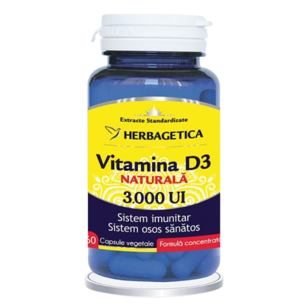 Poza produs Vitamina D3 Naturala 3000Ui, Herbagetica | 60 capsule