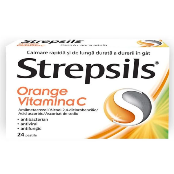 Poza produs Strepsils Orange Vitamina C, Reckitt Benckiser | 24 pastile