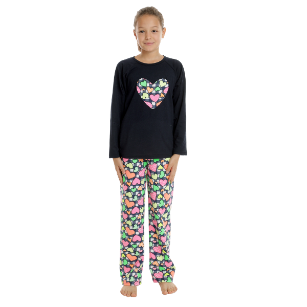 Tinuta fete AI2507 bleumarin/multicolor Hearts, Andana | marimea 34 (7/8 ani) — poza produs 2/3
