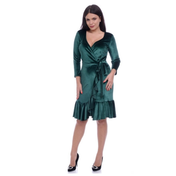Poza produs Rochie catifea DI20R26V verde smarald, Dress to Impress | marimea 38