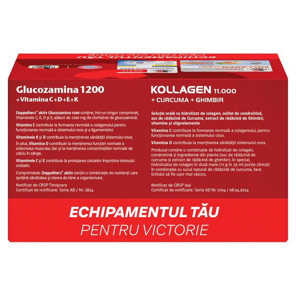 Doppelherz System kollagen 11.000 curcuma + ghimbir + Doppelherz Aktiv glucozamina 1200MG, Queisser Pharma | 30 flacoane + 30 comprimate  — poza produs 2/4