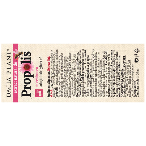 Poza produs Propolis cu Echinacea fara alcool spray, Dacia Plant | 20 ml