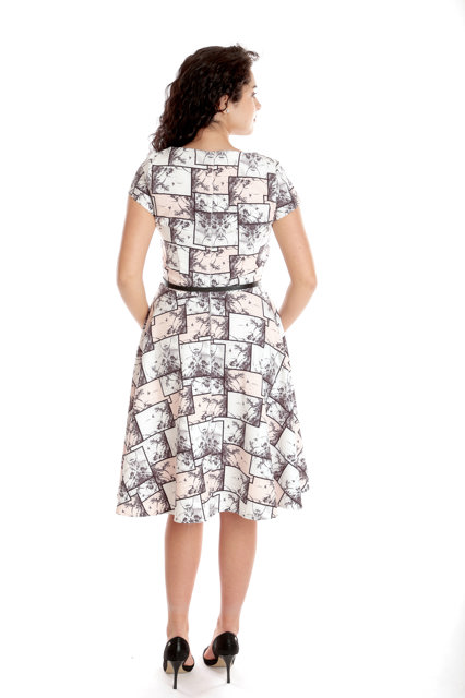 Poza produs Rochie semiclos CV24035 SIZE somon/negru chenare, Cesy | marimea XXXL
