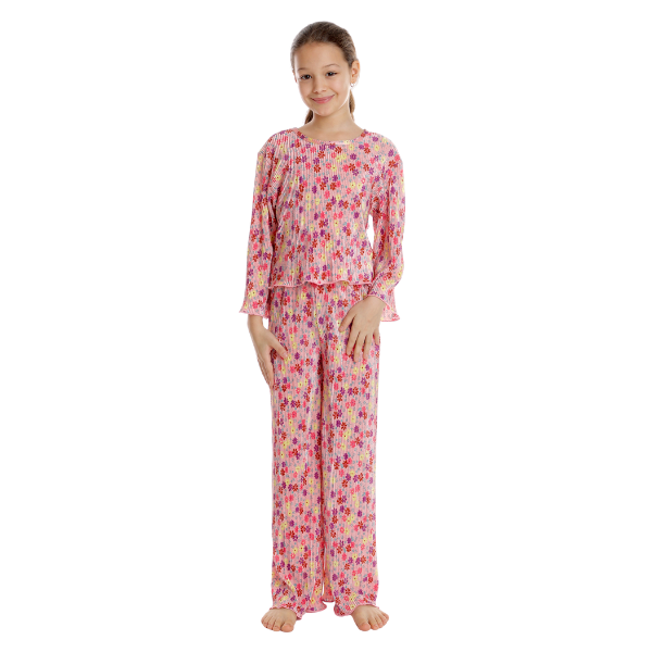 Tinuta fete AP2532 roz/floral multicolor, Andana | marimea 40 (13/14 ani) — poza produs 2/3