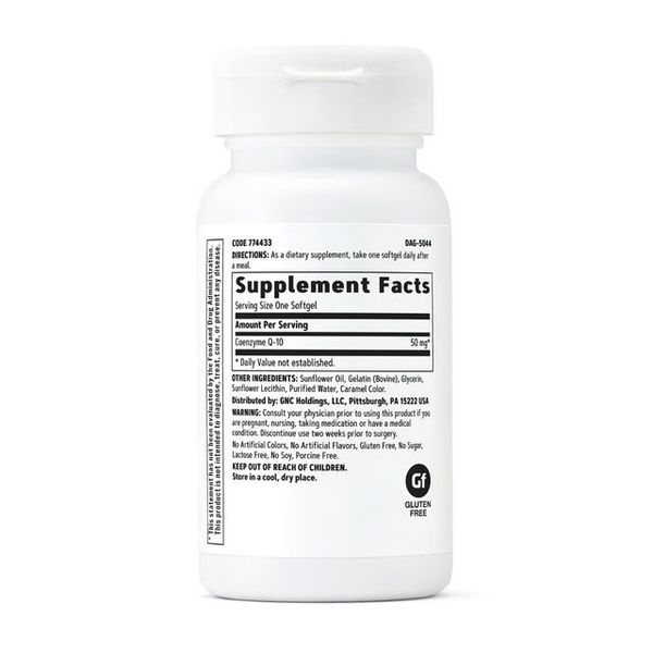GNC CoQ-10 50 mg, Coenzima Q-10 Naturala 50 mg | 120 capsule gelatinoase — poza produs 2/4