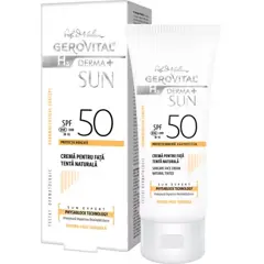 Crema pentru fata SPF50 tenta naturala H3 Derma+ Sun, Gerovital, Farmec | 50 ml
