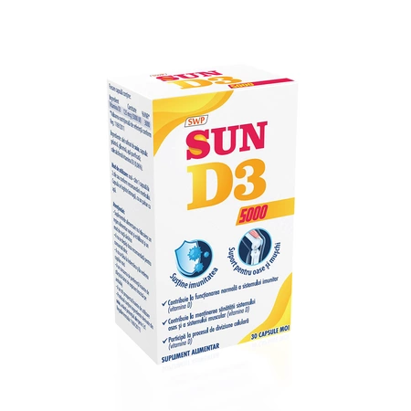 Poza produs Sun D3 5000UI, Sun Wave Pharma | 30 capsule