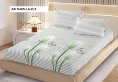 Husa de pat FINET + 2 fețe de perna gri dungi lalele 200x160 cm, Ralex | 1 buc