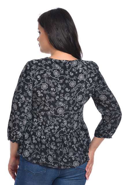 Poza produs Bluza peplum dama DT23BL46 negru/alb stilizat, Dress to Impress | marimea 40