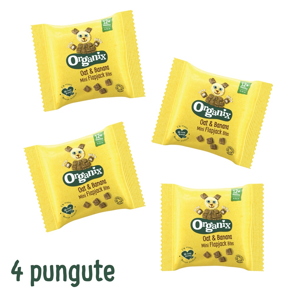 Poza produs CUBULETE ECOLOGICE BIO MOI DIN OVAZ INTEGRAL SI BANANE 12+ LUNI FLAPJACK 4X20G 100680