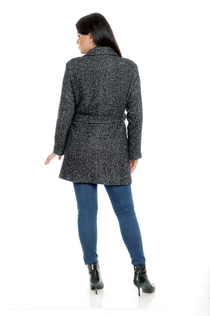 Poza produs Palton scurt dama DI22PS01B bleumarin/bej spicat, Dress to Impress | marimea 40