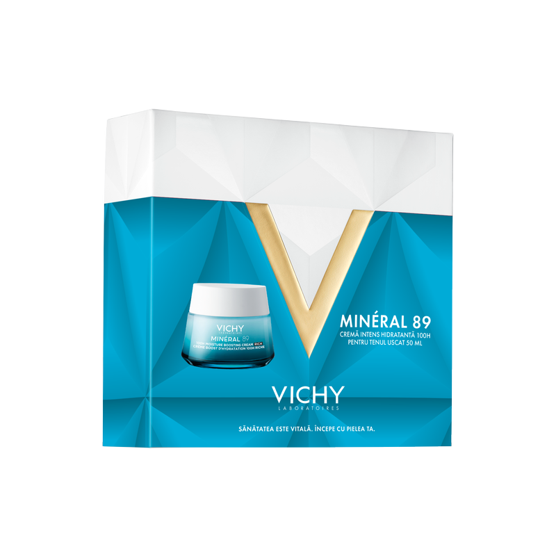 Poza produs Xmas Pachet crema intens hidratanta 100H pentru tenul uscat Mineral 89, 50 ml, Vichy