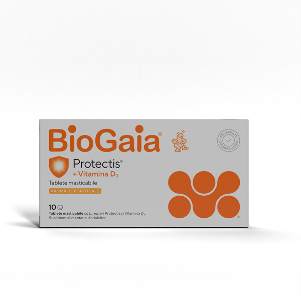 Poza produs Protectis cu vitamina D3, 800 UI si aroma de prtocale, BioGaia | 10 tablete