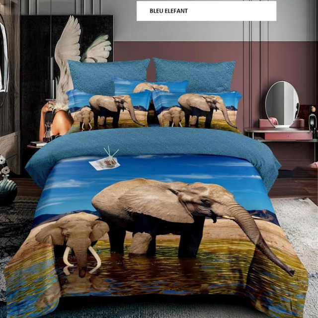 Poza produs Lenjerie de pat FINET 1 persoana bleu elefant160x220 cm, Ralex | 1 buc