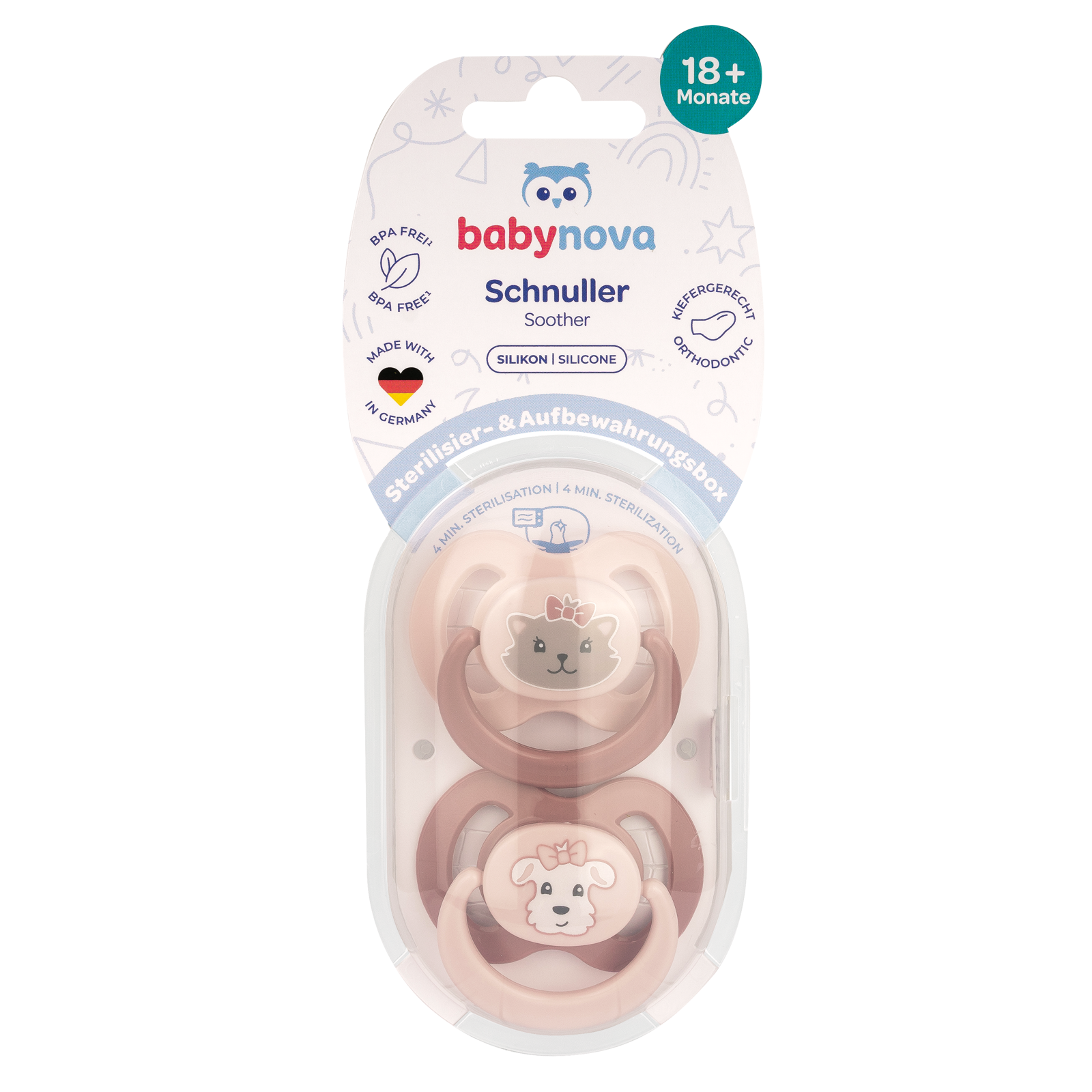 Suzete ortodontice din silicon,decorate, multicolore, 18 luni+, 20006, Baby Nova | 2 bucati — poza produs 3/3