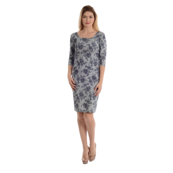 Rochie R2274 gri floral stiliat, Natalee | marimea S — poza produs 1/2