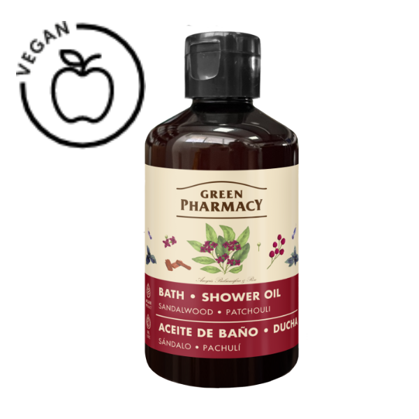 Poza produs Ulei de baie si dus Lemn de Santal si Patchouli, Green Pharmacy | 250 ml