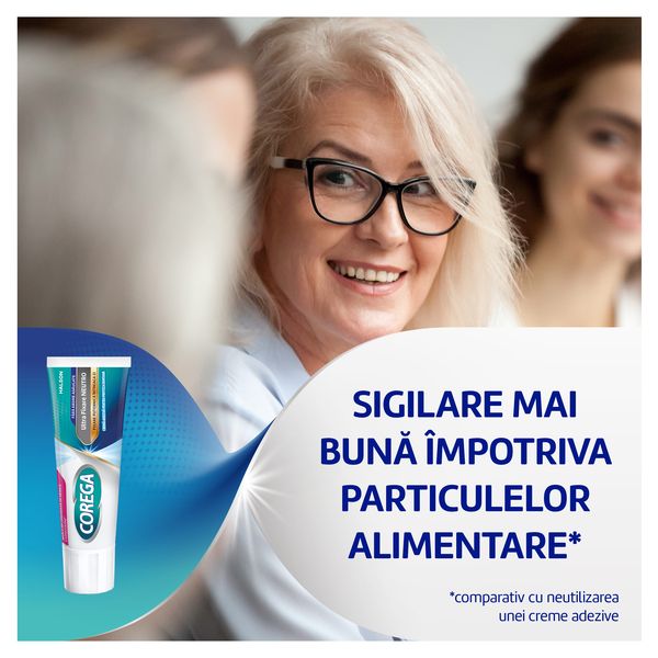 Poza produs Crema adeziva pentru proteza dentara Corega Ultra Fixare Neutro, Haleon | 40 g