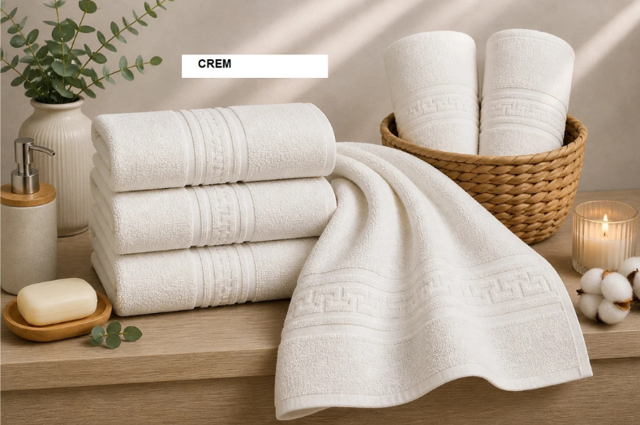 Poza produs Set prosop GREEK BORDER 100% bbc Crem, Ralex | 2 buc