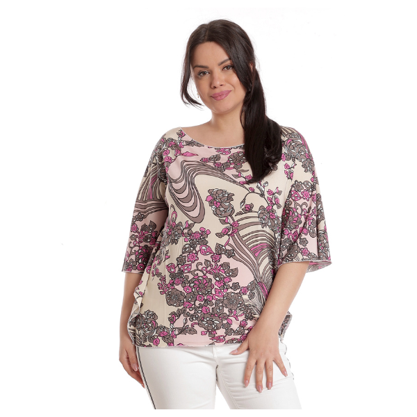 Poza produs Bluza fluture CV23041 somon & ciclame floral, Cesy | marimea S