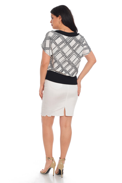 Poza produs Bluza enform CV21033 negru & alb imprimeu, Cesy | marimea M