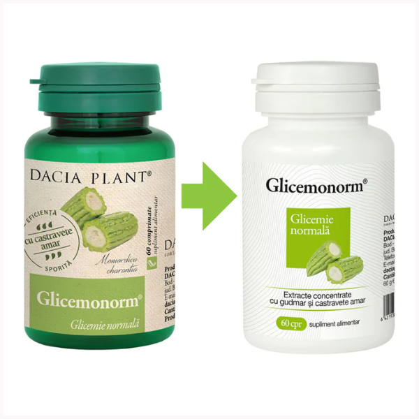Poza produs Glicemonorm cu extract de castravete amar, Dacia Plant | 60 comprimate