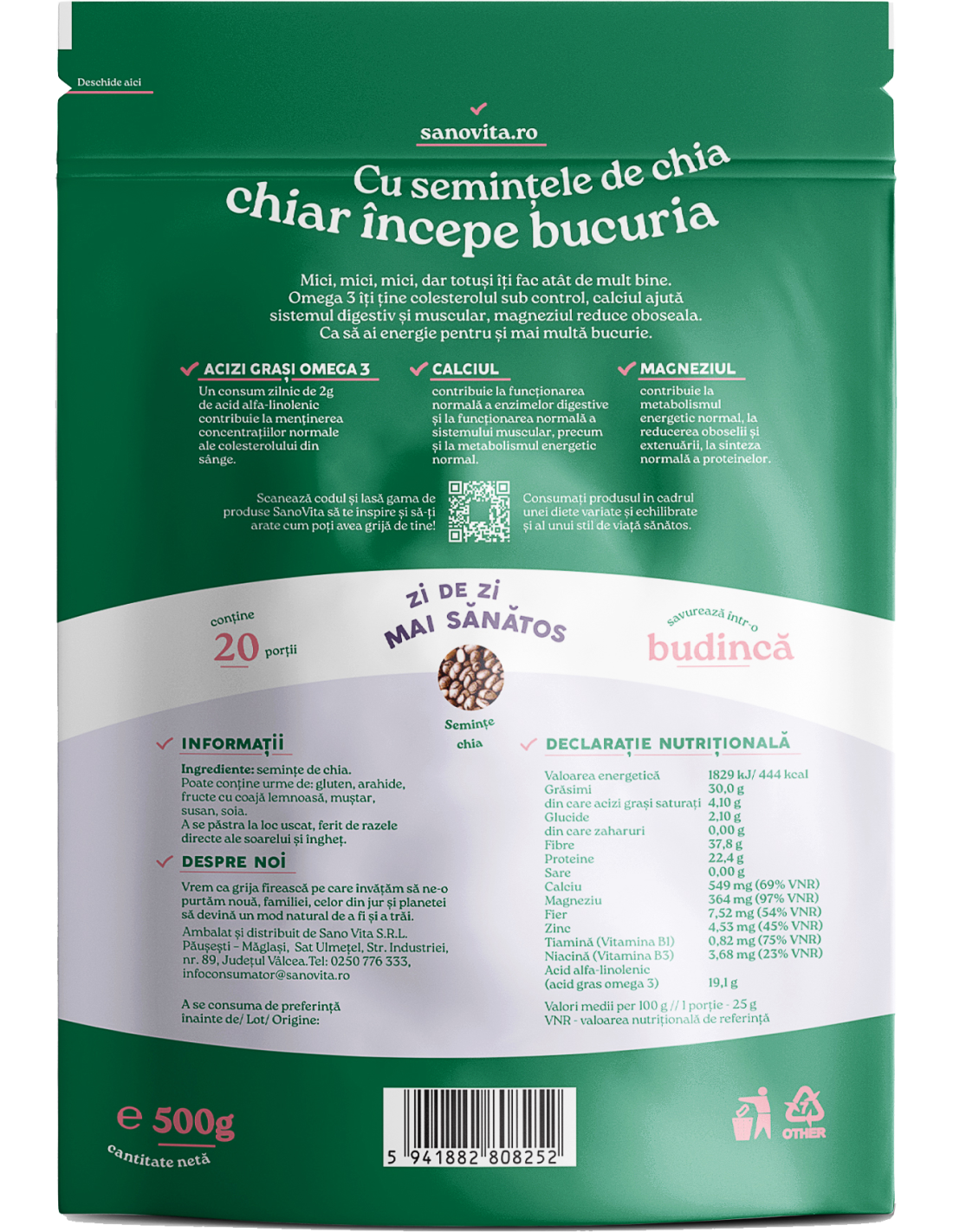 Poza produs Seminte de chia, SanoVita | 500 g