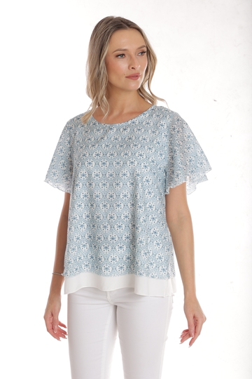 Bluza dama CV25042 bleu microimprimeu, Cesy | marimea L