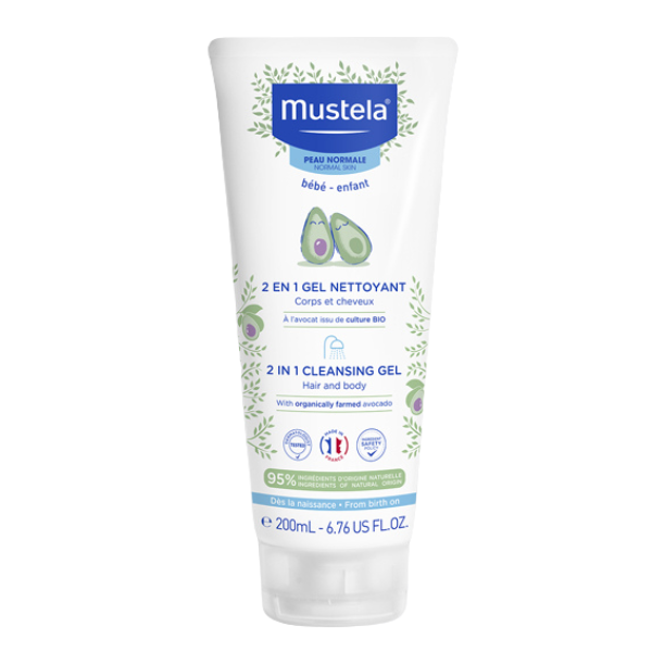 Gel de curatare 2 in 1 pentru par si corp, Mustela | 200 ml
