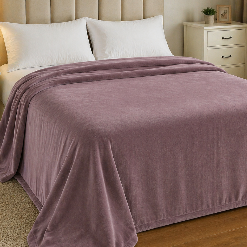 Cuvertură catifea AMELIE Roz pudra, Perpetuum | 220 x 240 cm