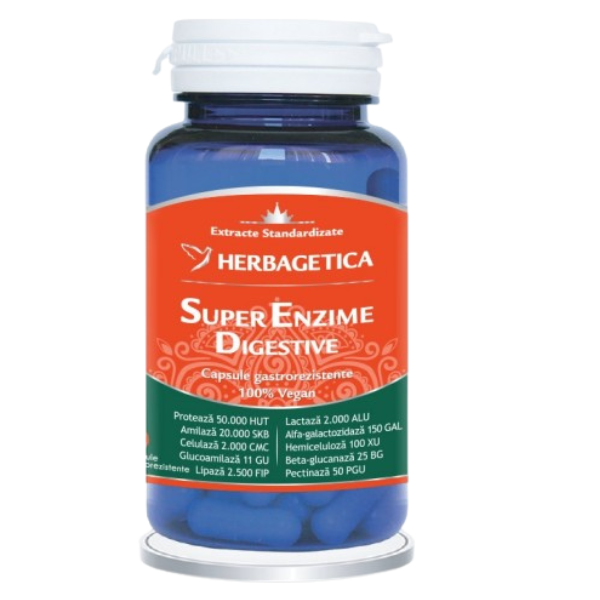 Super Enzime Digestive, Herbagetica | 10 capsule