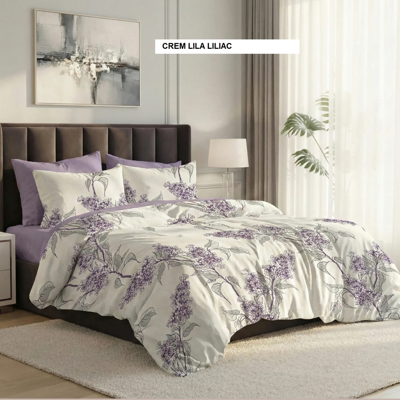 Lenjerie de pat policoton ELVO crem lila liliac 230x250 cm, Ralex | 1 buc