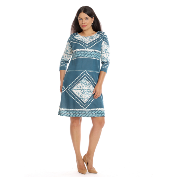 Rochie CT22067 turcoaz marin/print alb, Cesy | marimea M