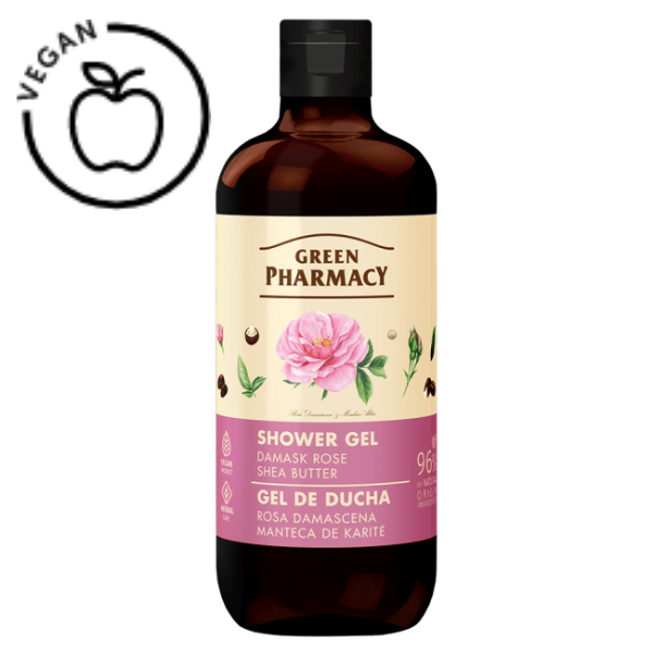 Gel de dus Trandafir de Damasc si Unt de Shea, Green Pharmacy | 500 ml