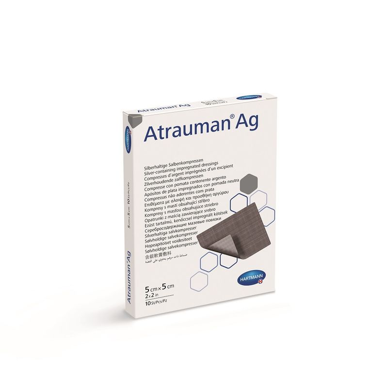 Pansament Cu Unguent Neutru Si Argint Atrauman Ag , 5 x 5 cm, Hartmann | 10 bucati
