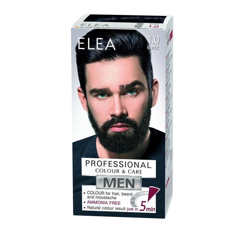 Vopsea barbati pentru par, barba si mustata 1.0 - Negru, Elea Professional | 50 ml