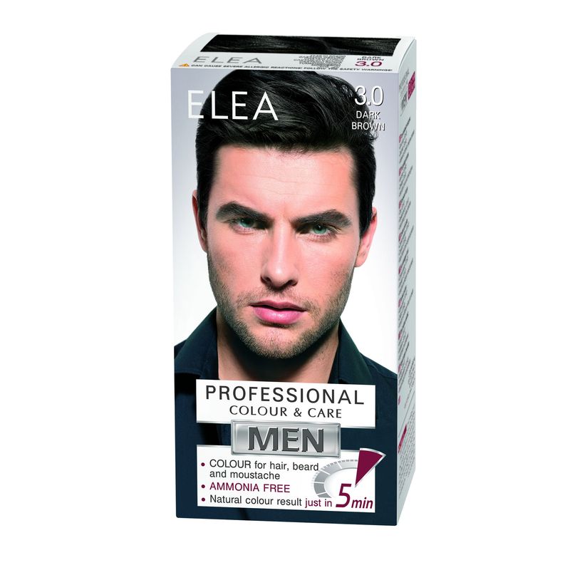Vopsea barbati pentru par, barba si mustata 3.0 - Saten Inchis, Elea Professional | 50 ml