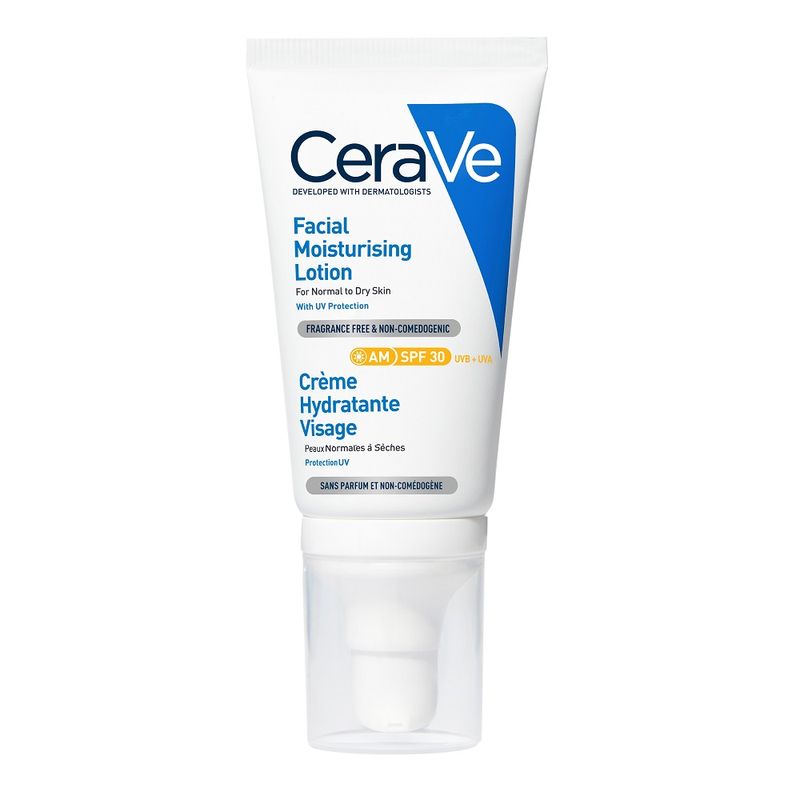Crema hidratanta de fata cu protectie solara SPF 30 pentru ten normal si uscat, CeraVe | 52 ml