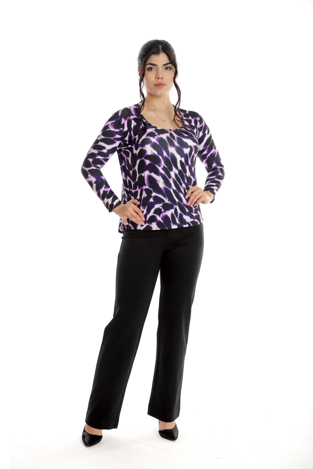 Bluza dama CP24014 SIZE mov indigo & alb, Cesy | marimea XXL