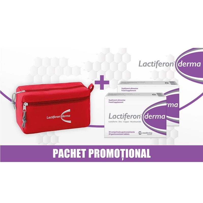 Pachet Lactiferon Derma + borseta, Solartium Group | 2 x 30 comprimate