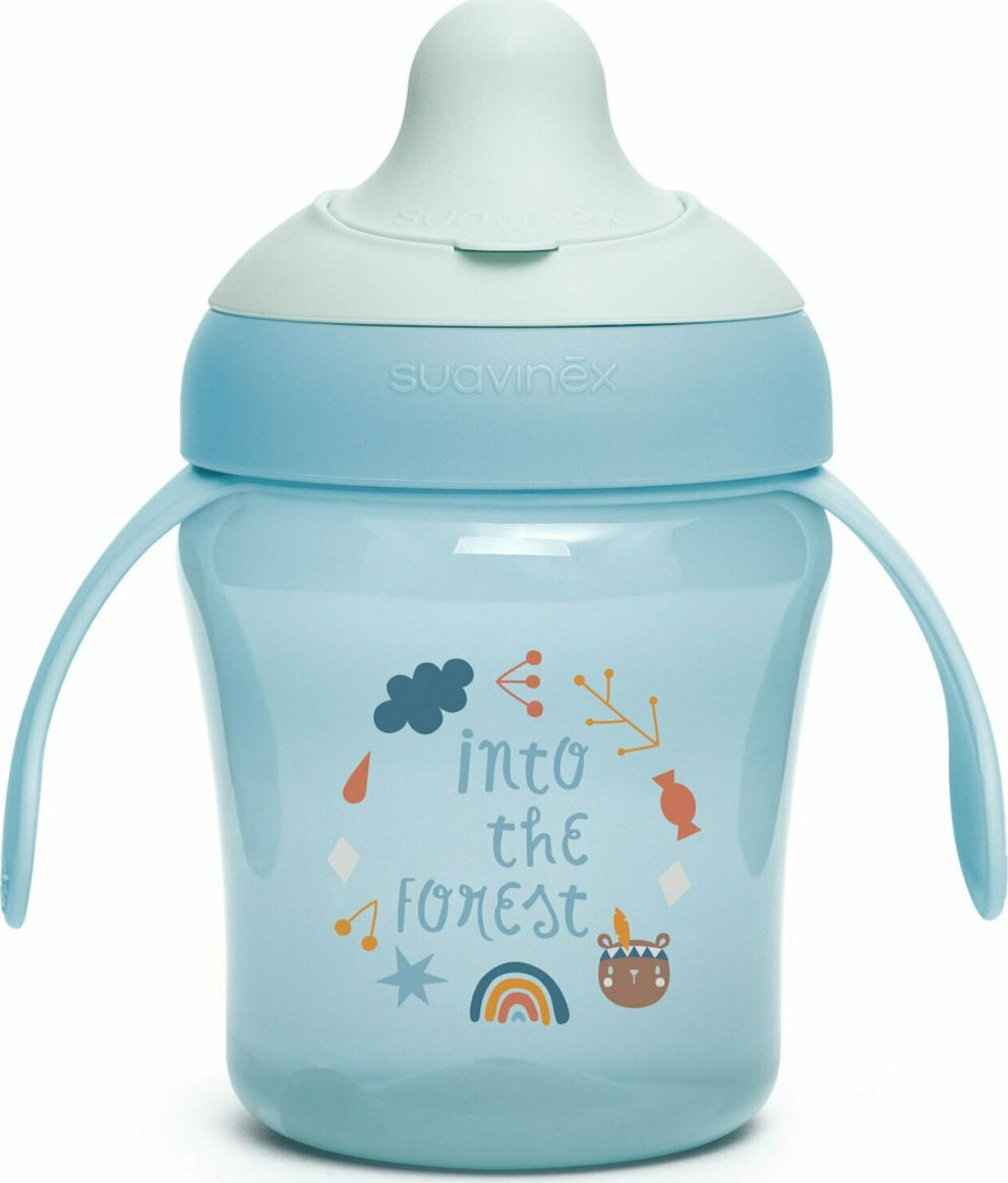 Cana de antrenament cu manere si cioc rigid, bleu, +6 luni, Into the Forest, Suavinex | 200 ml