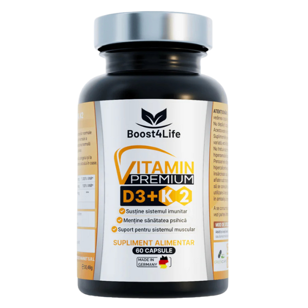 Vitamina D3 + K2 Premium, Boost4Life | 60 capsule