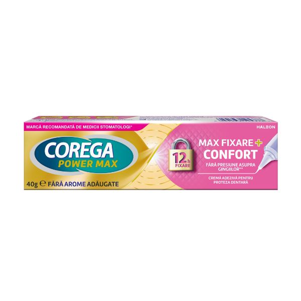 Crema adeziva pentru proteza dentara Corega Power Max Fixare+Confort, Haleon | 40 g