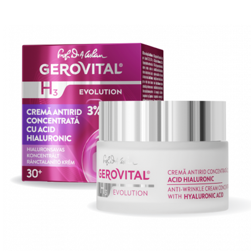 Crema antirid concentrata cu acid hialuronic H3 Evolution Gerovital , Farmec | 50 ml