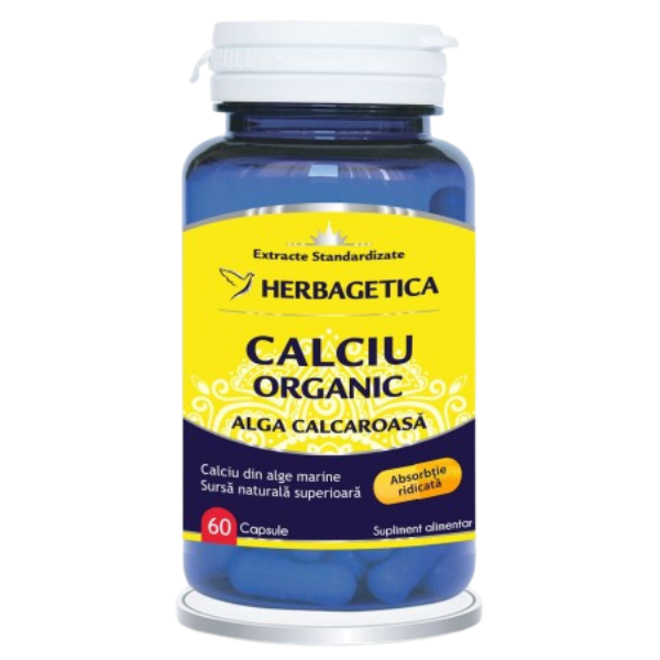 Calciu Organic cu alga calcaroasa, Herbagetica | 60 capsule