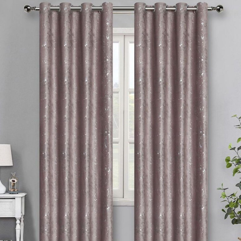 Draperie catifea BELLA Roz pudra si argintiu, Perpetuum | 140 x 245 cm 