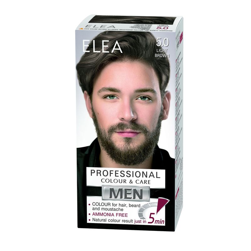 Vopsea barbati pentru par, barba si mustata 5.0 - Saten Deschis, Elea Professional | 50 ml