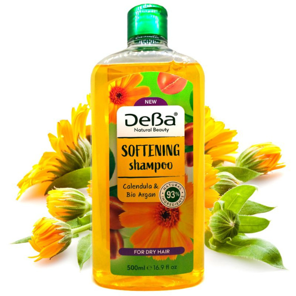 Sampon emolient pentru par uscat DEBA NATURAL BEAUTY cu extract de Galbenele si Argan, Rubella | 500 ml