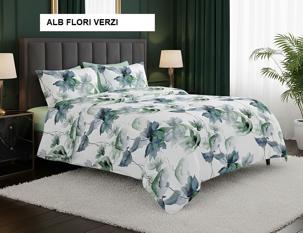 Lenjerie de pat policoton ELVO alb copaci 230x250 cm, Ralex | 1 buc