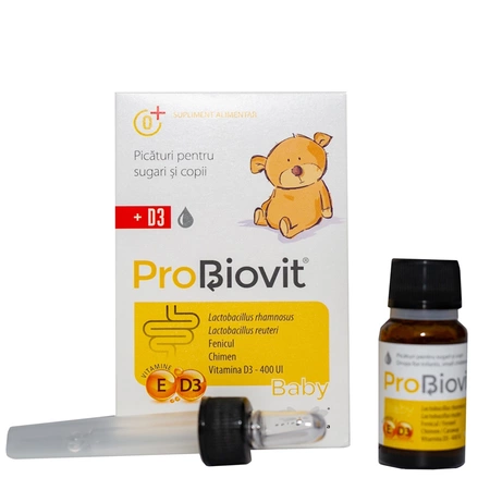 Picaturi cu probiotice si Vitamina D3 pentru copii Probiovit Baby, Apipharma | 10 ml